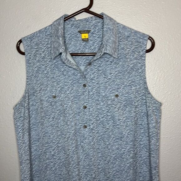 Eddie Bauer Blue Sleeveless Collared Button Front Dress Size Large - Picture 2 of 11